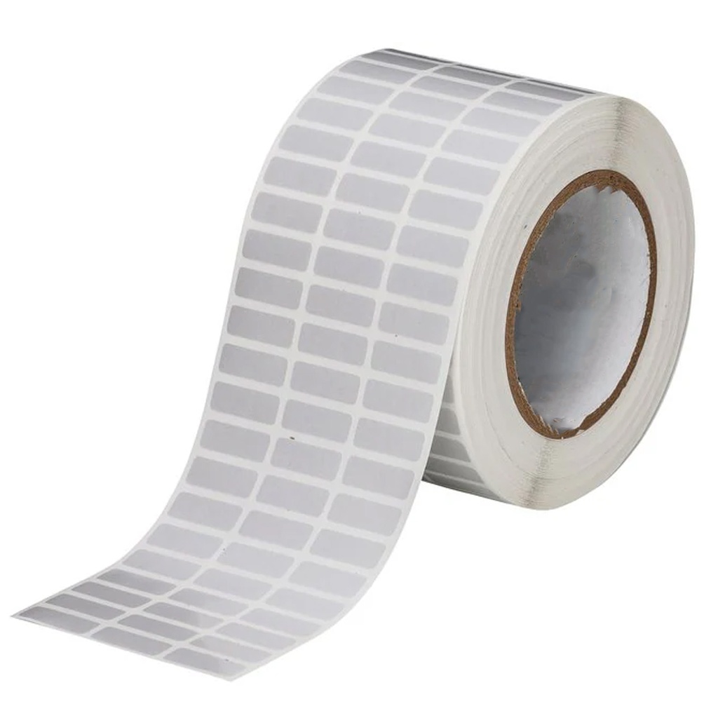 Metallic Gray Polyester Film Labels, rectangular with rounded corners, 0.47 in x 1.57 in, Roll of 10660