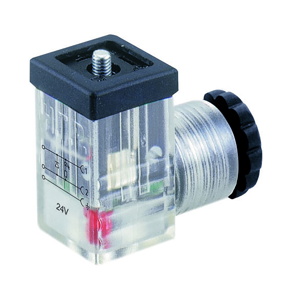 8mm Connector with Diode and LED, 3 poles, 12-24V