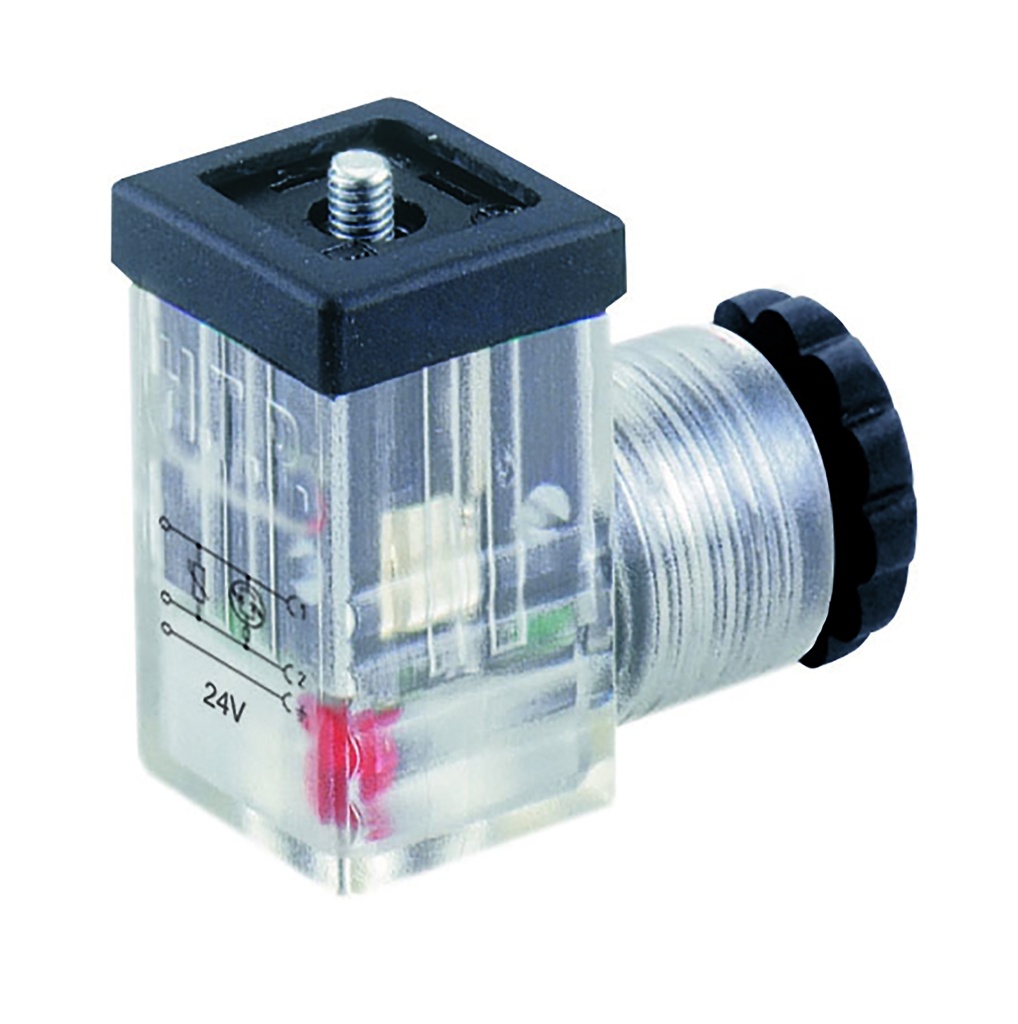 8mm Connector with Varistor and LED, 3 poles, 12-24V