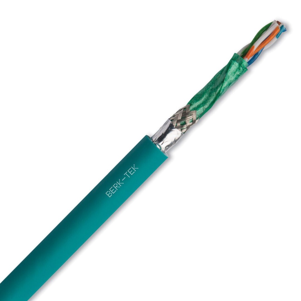 Bulk Cat5e Industrial Cable, High Flex Ethernet Cable, CMX Outdoor,  600V Rated, Teal Jacket, 1000 Ft Reel, C542