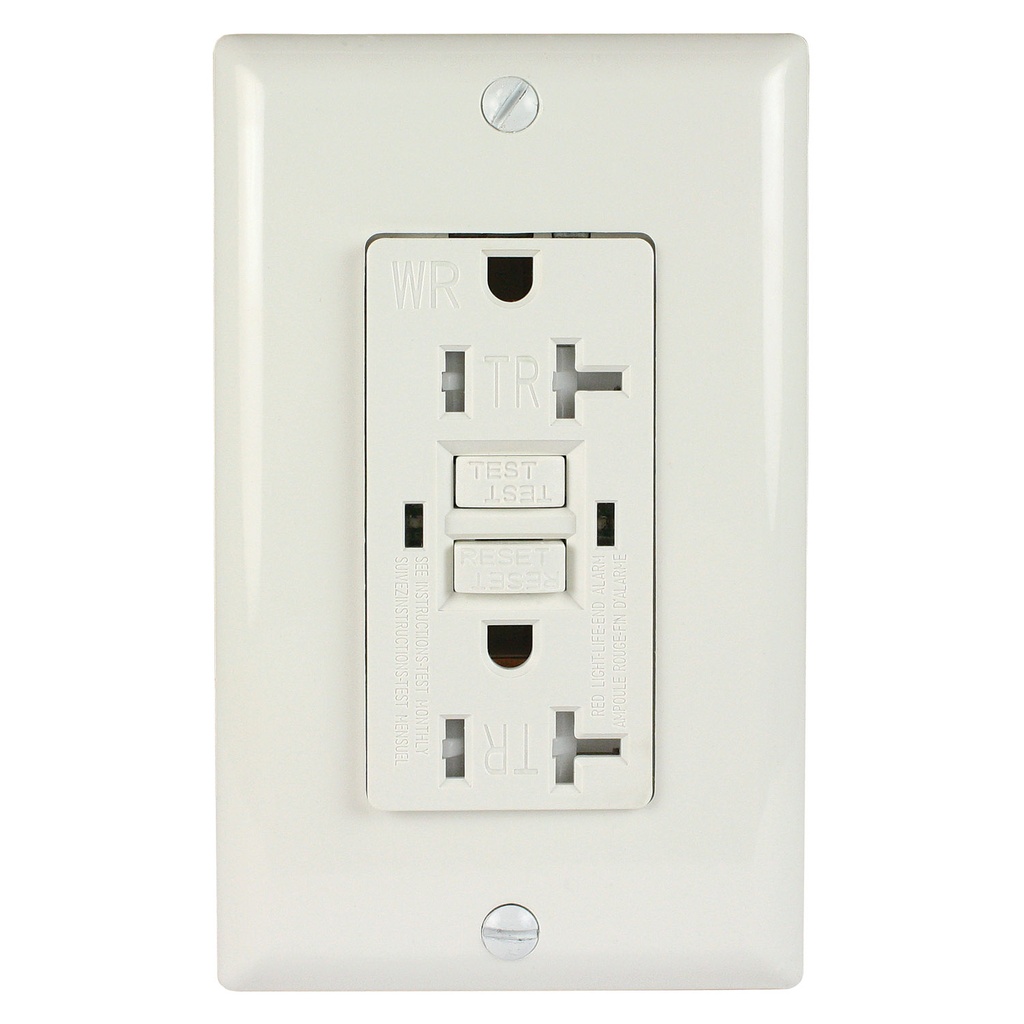 20 Amp 125-Volt Duplex, Tamper Resistant & Weather Resistant GFCI Outlet, Self-Test, White, Wall Plate, UL Listed (3 Pack)