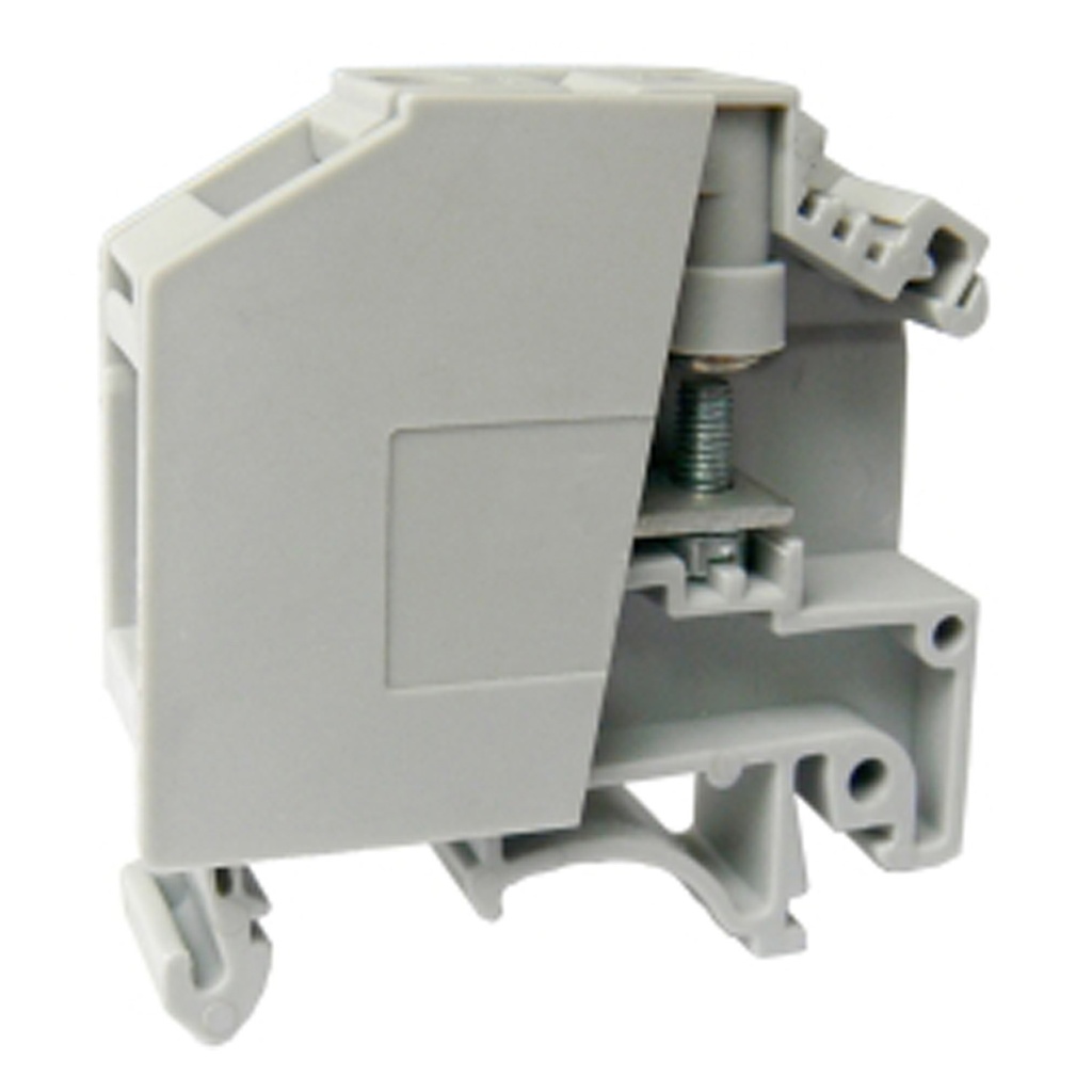 Bolt Connection Terminal Block with Hinged Cap, DIN Rail Mount, 9mm Wide, 26-10AWG, 25A, 600V