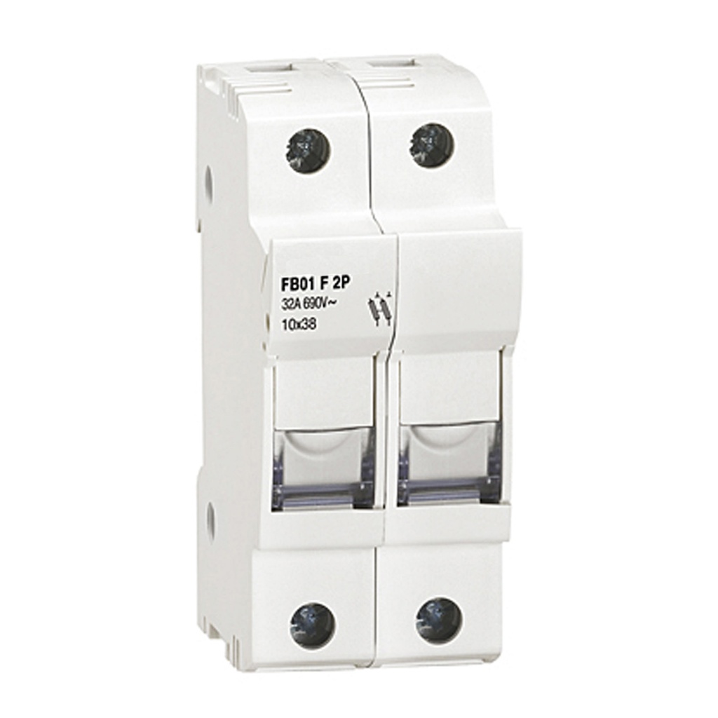 10 x 38mm Fuse Holder, DIN Rail Mounted, 600V Fuse Holder, 2 Pole, 30A, AFB01F2P