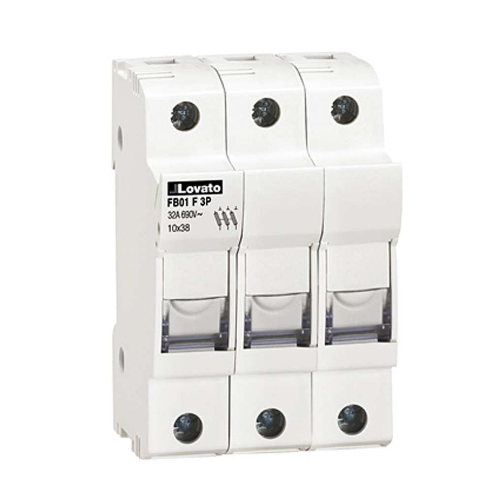 DIN Rail 600V Fuse Holder | 3-Pole Cartridge Fuse Holder | 30A 10x38mm Midget Fuse Block