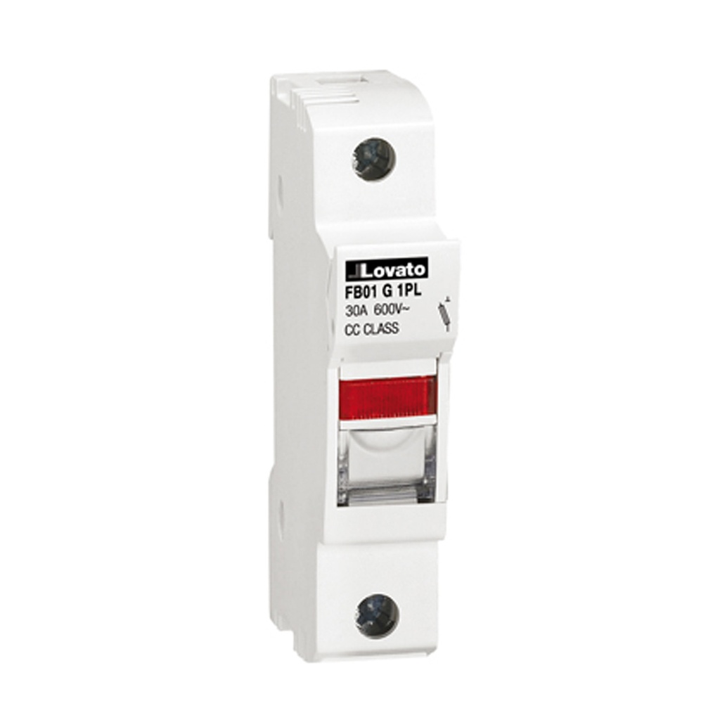 Class CC Fuse Holder, Indication, DIN Mount, 1 Pole, 30A, 600V,18-8AWG