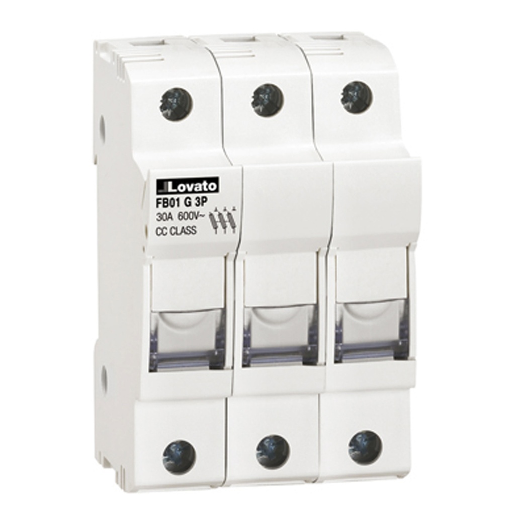 Class CC Fuse Holder, DIN Mount, 3 Pole, 30A, 600V, 18-8AWG