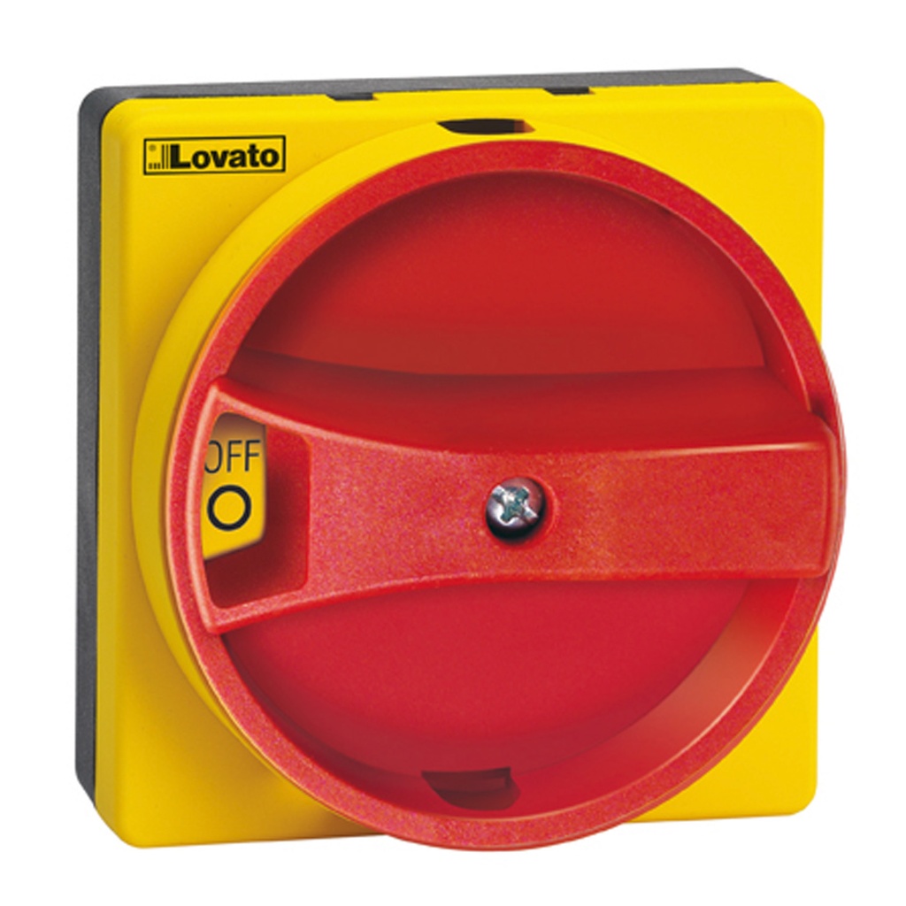 Disconnect Handle Yellow Red, Panel Mount, Rotary, Padlockable, IP65, NEMA 4X, GAX61