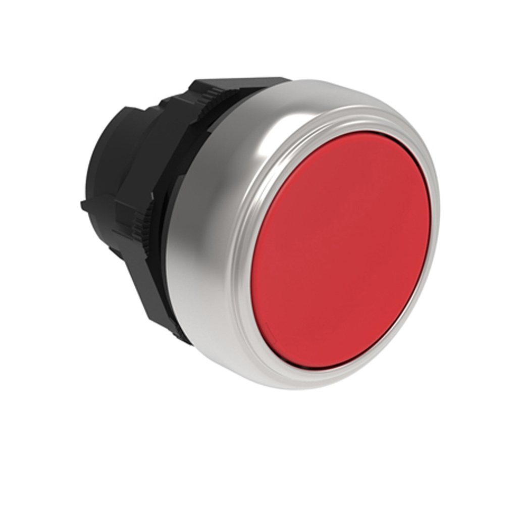 22mm Plastic Push Button, Momentary, Red, Flush