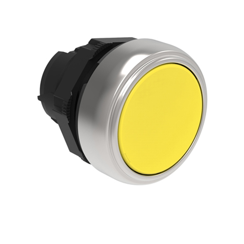 22mm Plastic Push Button, Momentary, Flush, Yellow