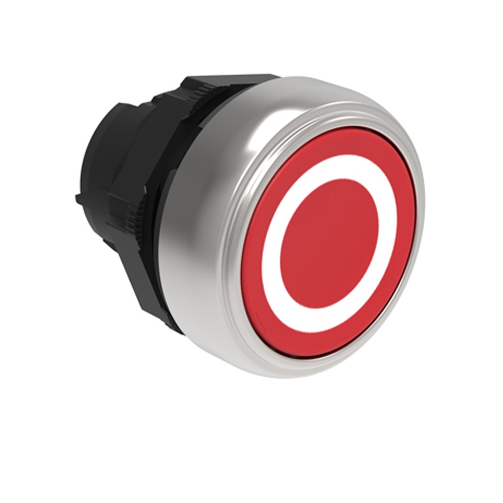 22mm Momentary OFF Push Button, Red, Flush, Plastic, Symbol O.