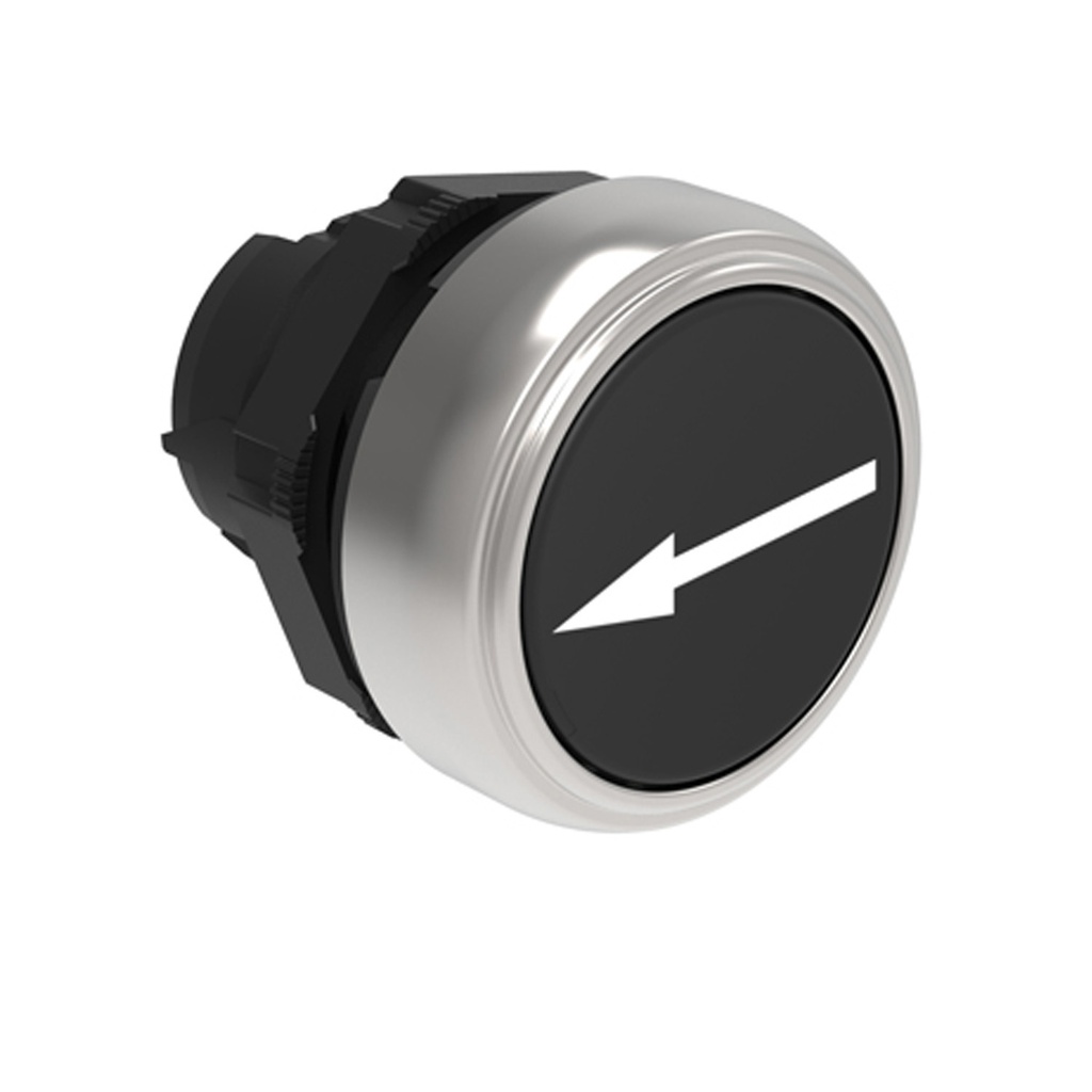 22mm Black Momentary Push Button RIGHT or LEFT Indication Arrow, Flush