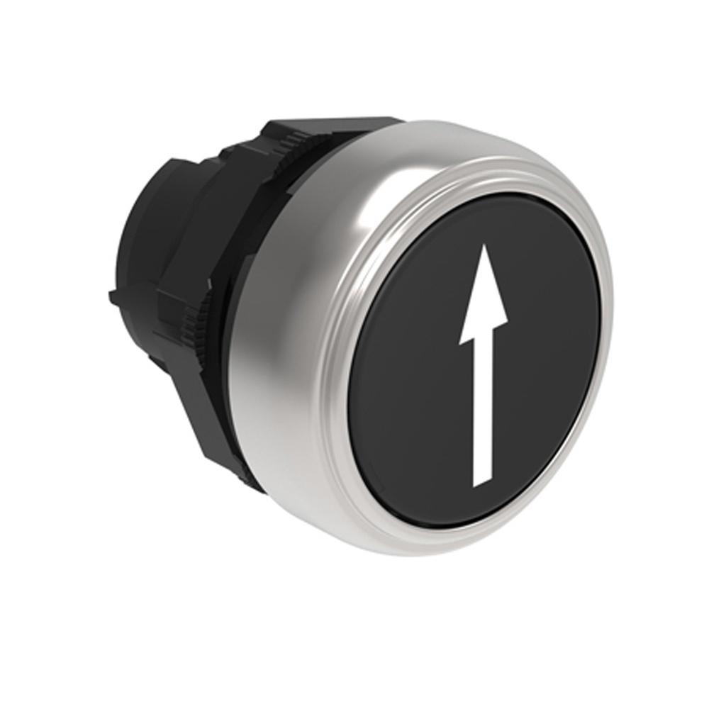 22mm Momentary Push Button UP or DOWN Indication Arrow, Black, Flush