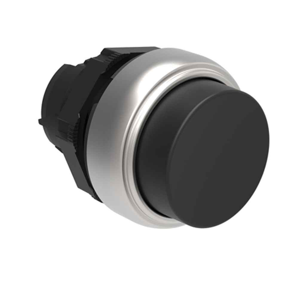 Plastic Push Button, Momentary, Extended, Black, 22mm