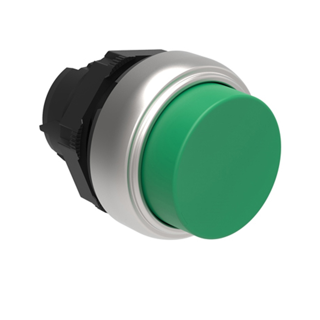 Plastic Push Button, Momentary, Extended, GREEN, 22mm