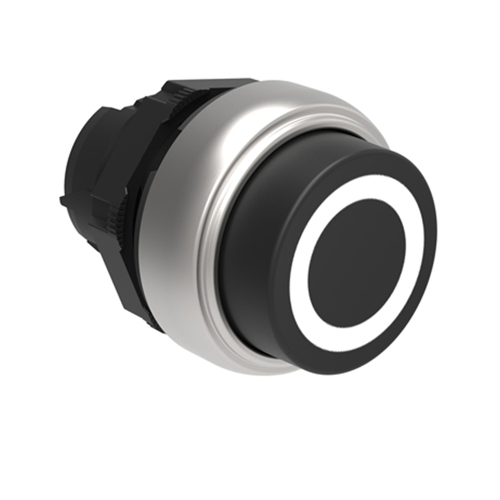 22mm Extended Black Push Button OFF Switch Symbol O, Momentary, Flush
