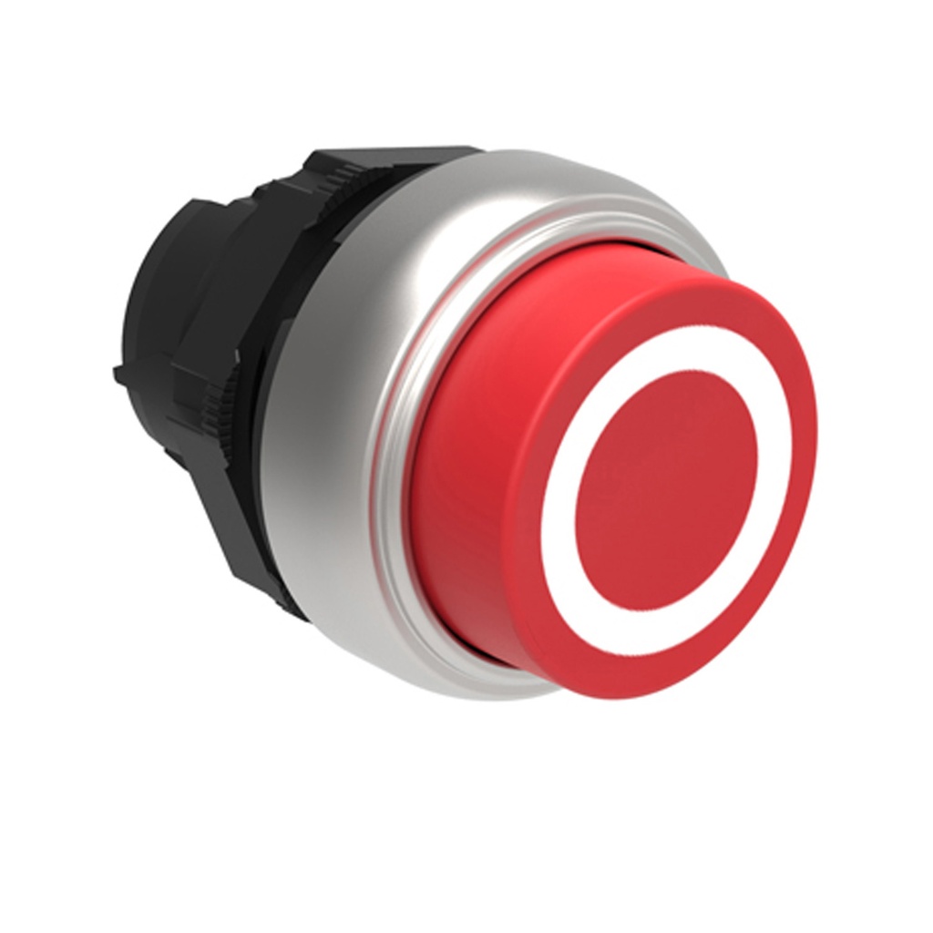 22mm Extended Red Push Button OFF Switch Symbol O, Momentary, Flush