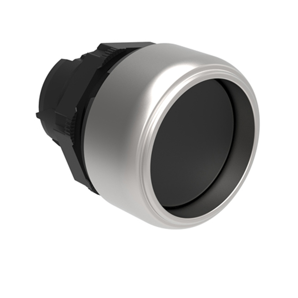 Guarded Push Button with Momentary Return, Black, 22mm