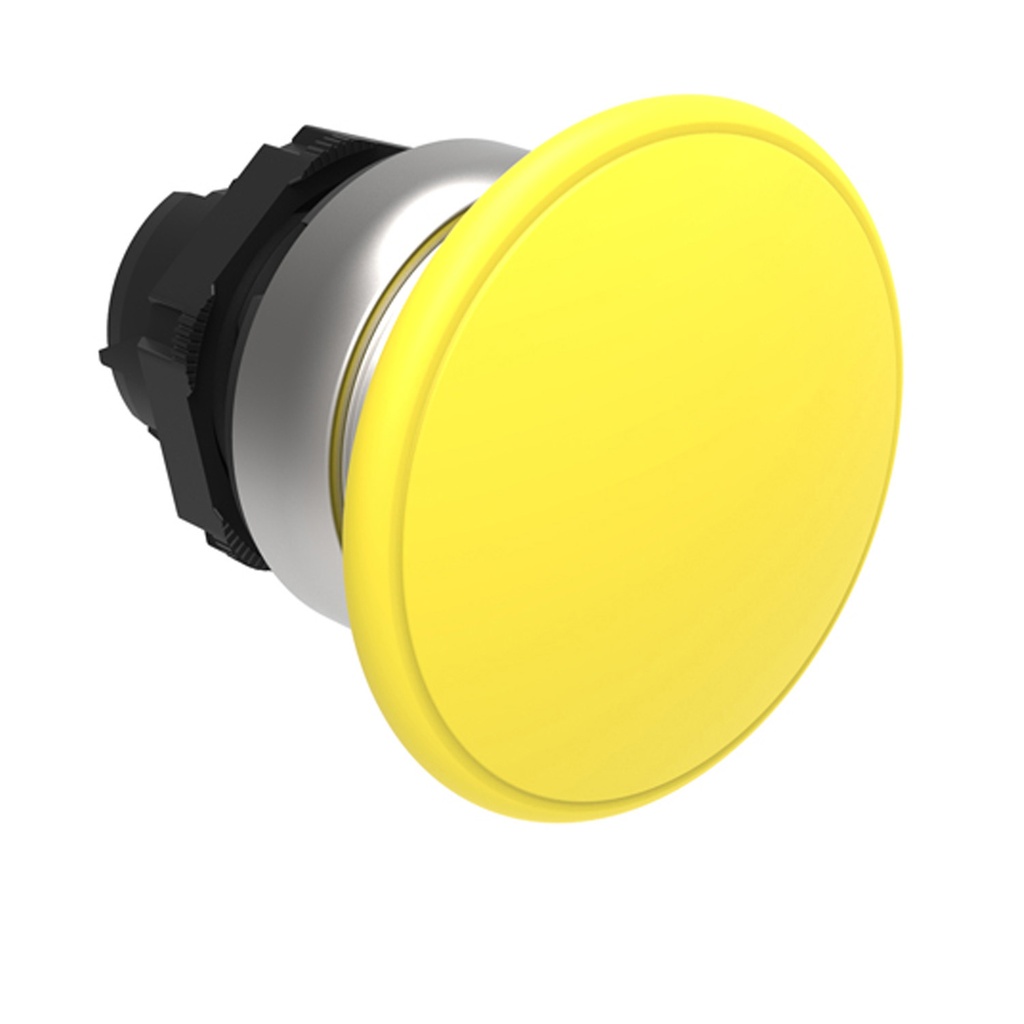 Mushroom Push Button Switch, 40mm Head, Momentary Return, Yellow
