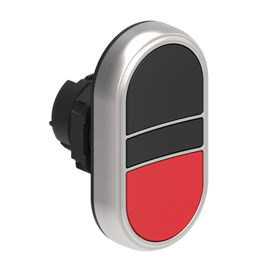 Start Stop Push Button, Momentary, Black/Red, Flush, 22mm