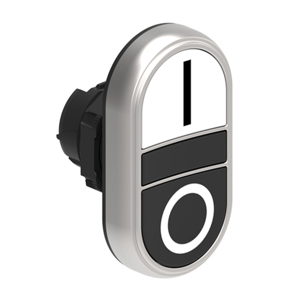 On Off Push Button, I/O Symbols, Momentary, White/Black, Flush, 22mm