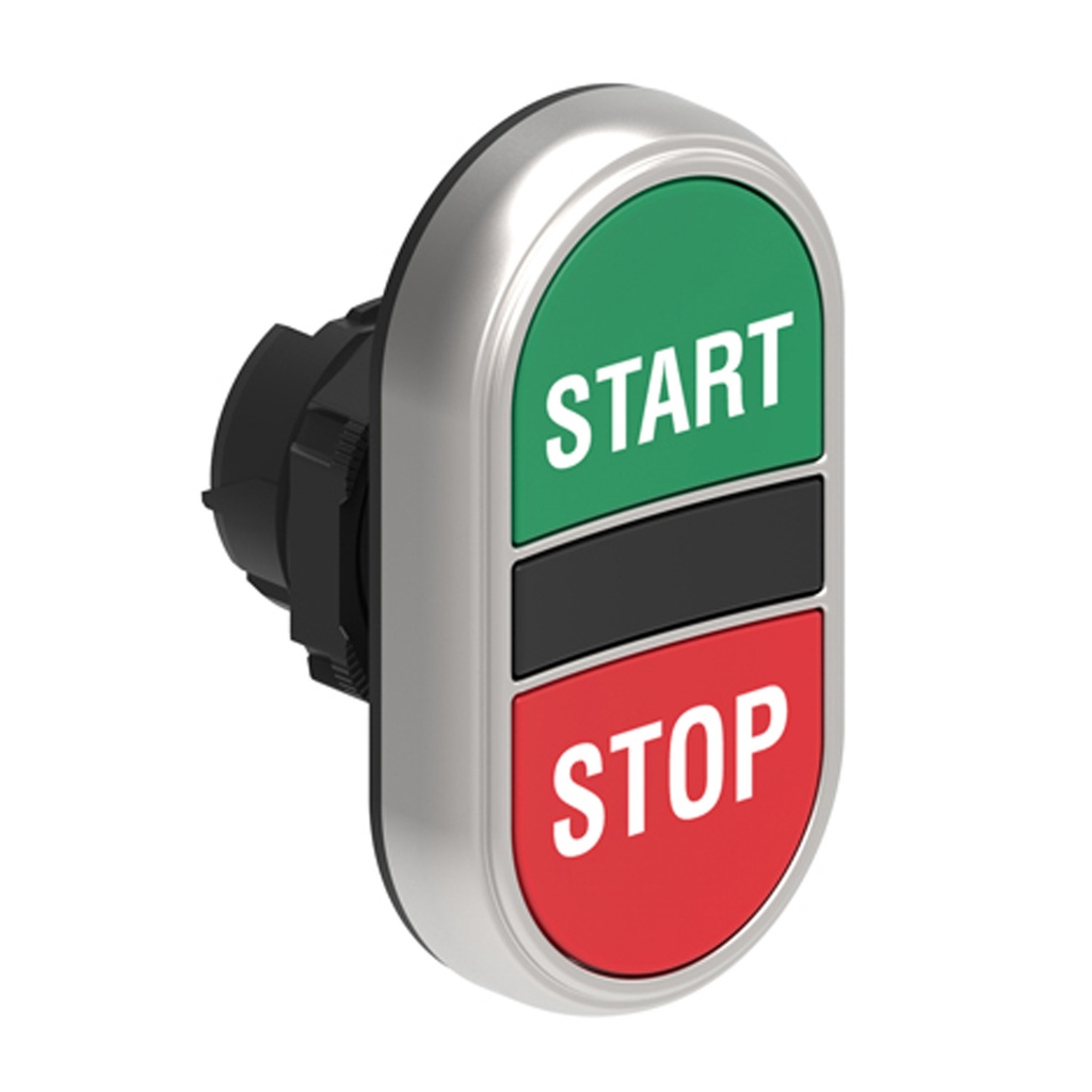 Start Stop Push Button, Momentary, Green/Red, Flush, Silver Bezel,22mm