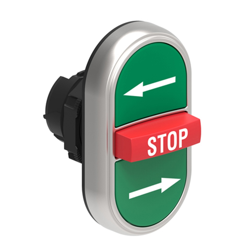 Open Close Stop Switch-w-Arrows-Momentary-22mm-Flush-Green-Red