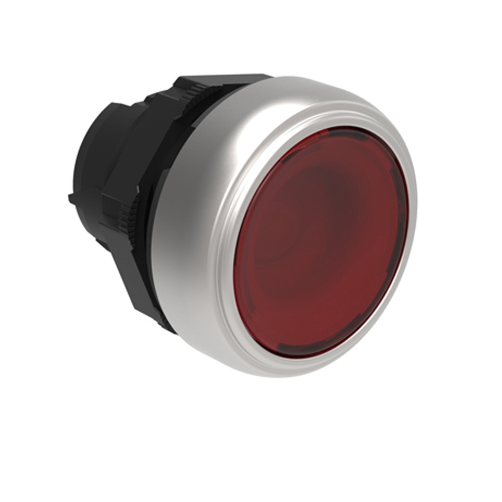Illuminated Momentary Push Button Switch, Red, Flush, 22mm