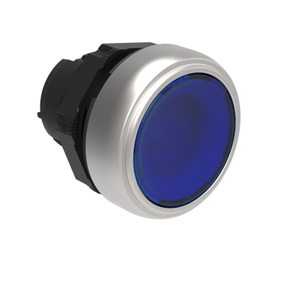 Illuminated Momentary Push Button Switch, Blue, Flush, 22mm