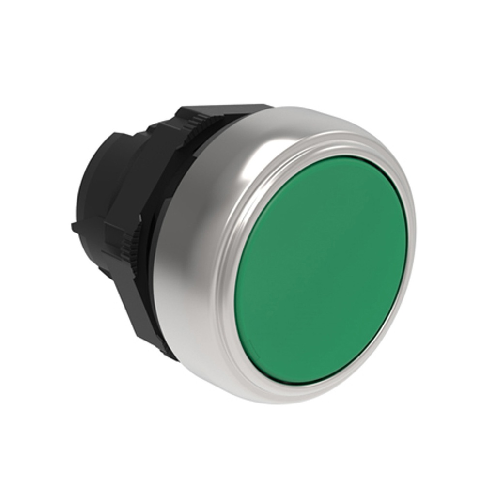 Push On-Push Off Button Switch, Flush, Green, 22mm