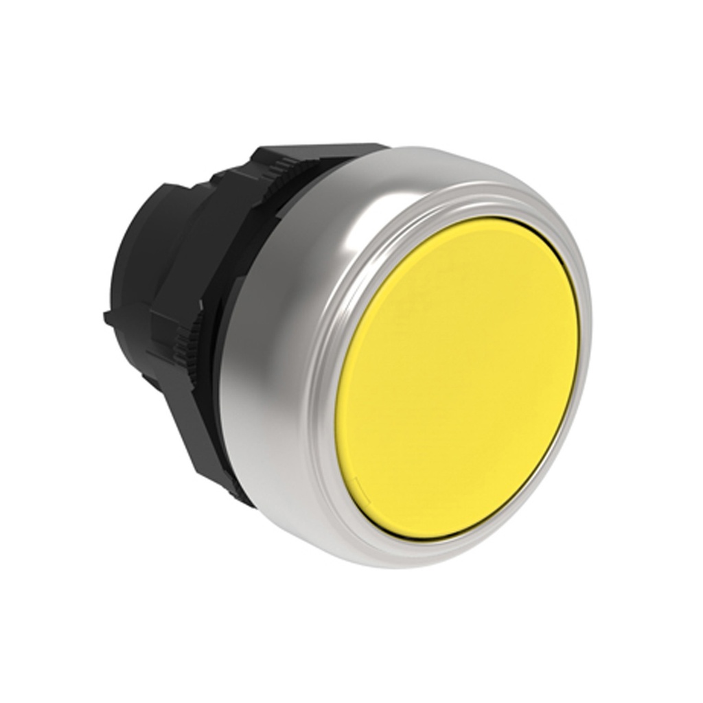 Push On-Push Off Button Switch, Flush, Yellow, 22mm