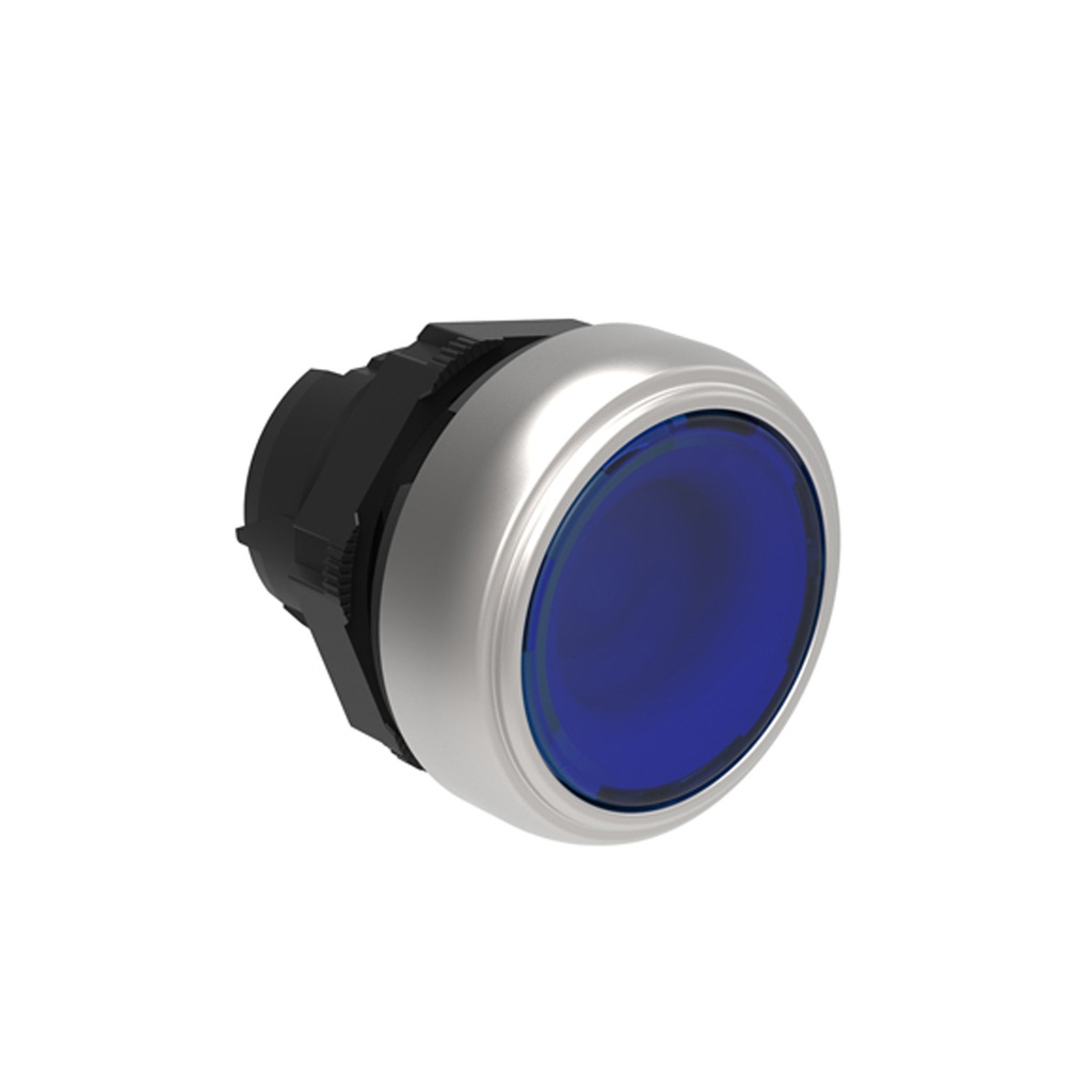 Illuminated Push On Push Off Button Swtitch, Flush, BLUE, 22mm