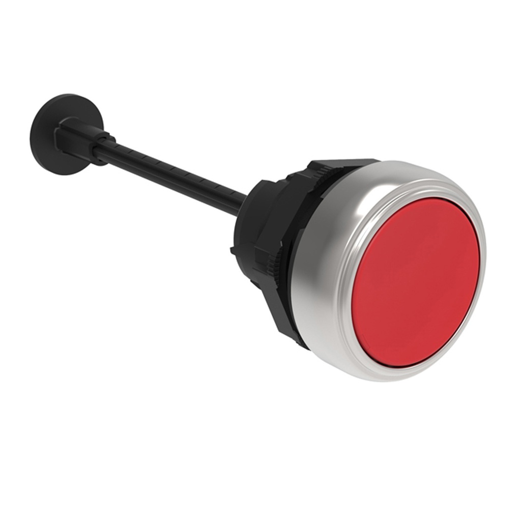Momentary Reset Push Button, Flush, Red, 0-150mm Shaft