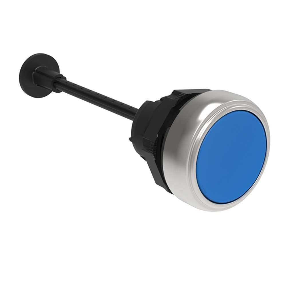 Momentary Reset Push Button, Flush, Blue, 0-150mm Shaft