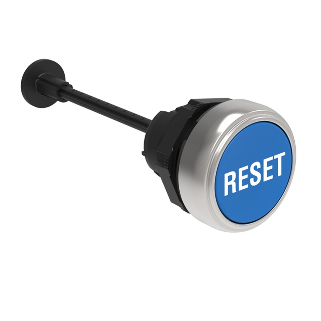 22mm Plastic Momentary Push Button with RESET indication, Blue, Flush