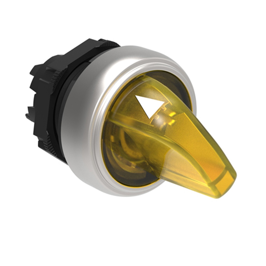 Illuminated Selector Switch, 2 Position, Yellow, Maintained, 22mm
