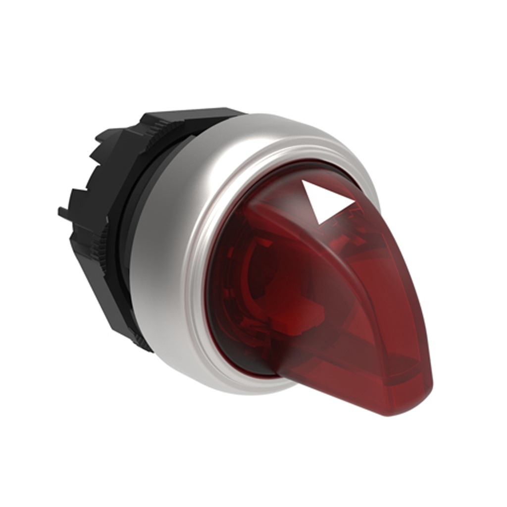 Red Illuminated Selector Switch, 3 Position, Center-Right Maintained
