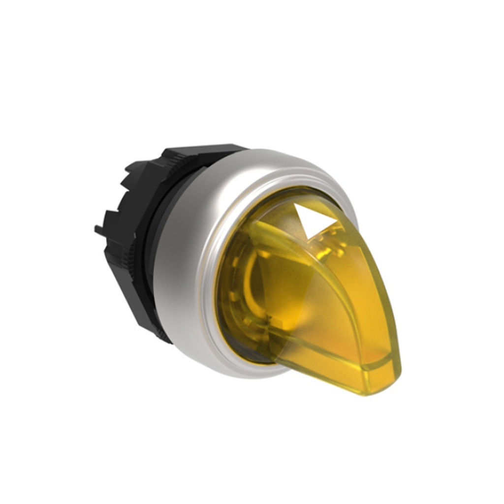 Yellow Illuminated Selector Switch, 3 Pos, Center-Right Maintained