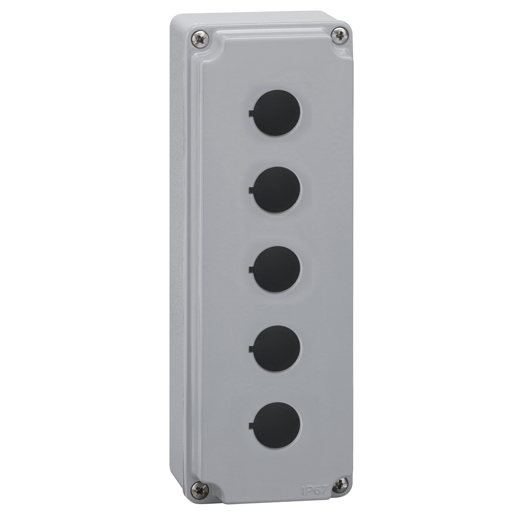 Metal Control Station Enclosure, 5 Holes, 22mm, IP67, 4X, Waterproof