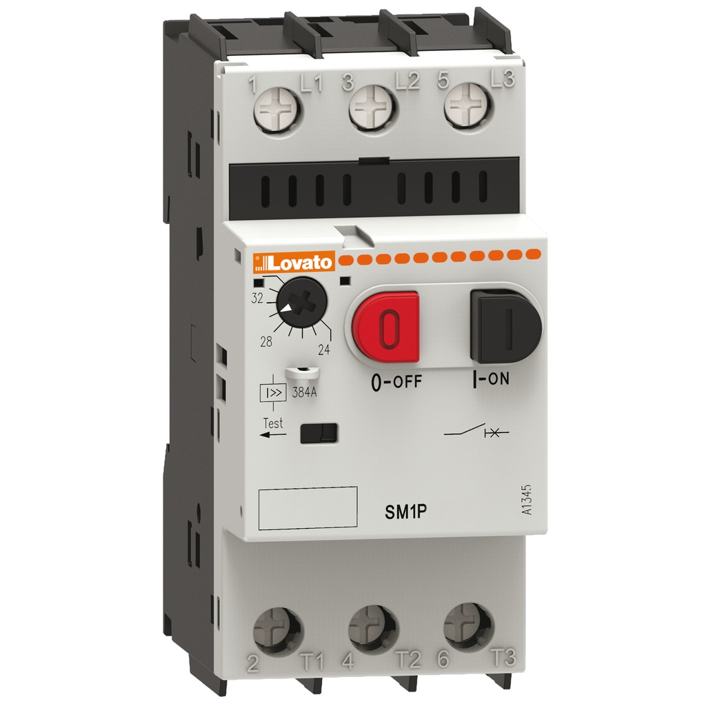 Motor protection circuit breaker, IEC breaking capacity Icu 100kA at 400V, 0.1...0.16A