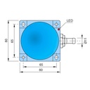 10-60mm Top Sensing inductive proximity sensor, Unshielded, 20-250 VAC, N.O., pre-wired with 2 meter cable, 80x80x50mm