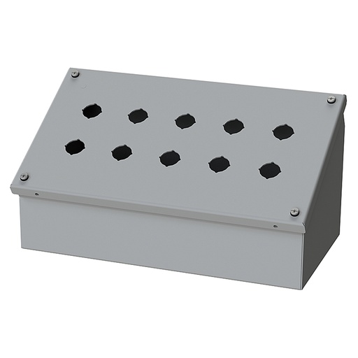 [SCE-10PBAI] Push Button Enclosure, Sloping Front, 22.5mm Hole, 10 Hole, Steel, Gray