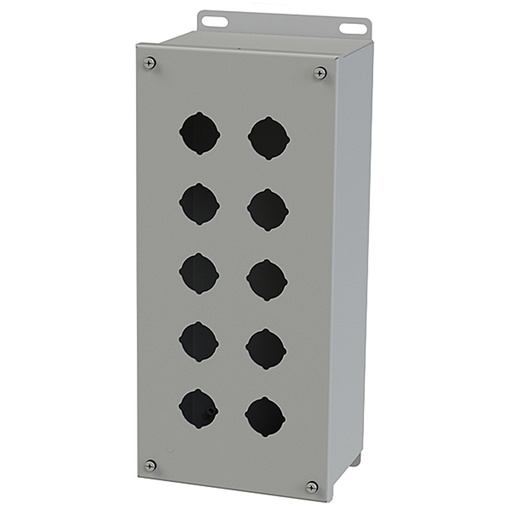 [SCE-10PBX] Push Button Enclosure, Extra Deep, 30.5mm Hole, 10 Hole, Steel, Gray