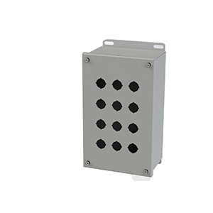 [SCE-12PBGX] Push Button Enclosure, Compact, 22.5mm Hole, Twelve Hole, Steel, Gray