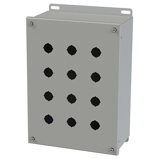 [SCE-12PBXI] Push Button Enclosure, Extra Deep, 22.5mm Hole, 12 Hole, Steel, Gray