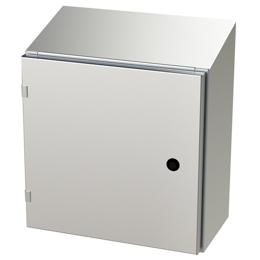 [SCE-16EL1608SSST] NEMA 4X Enclosure, Slope Top, Wallmount, 16" H x 16" W x 8" D, 304 Stainless Steel