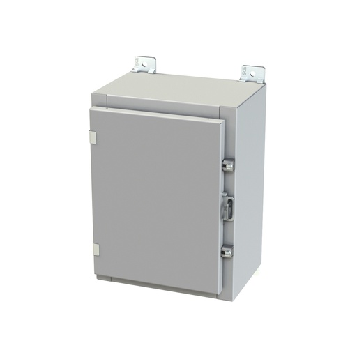 [SCE-16H1208LP] NEMA 3R, 4, 12 Enclosure, Wallmount, 16" H x 12" W x 8" D, Carbon Steel, Powder Coat gray