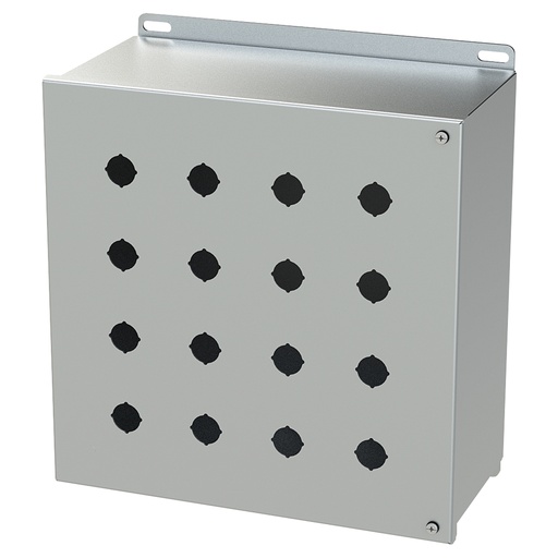 [SCE-16PBHSSI] Push Button Enclosure, Hinged Cover, 22.5mm, 16 Hole, Stainless Steel