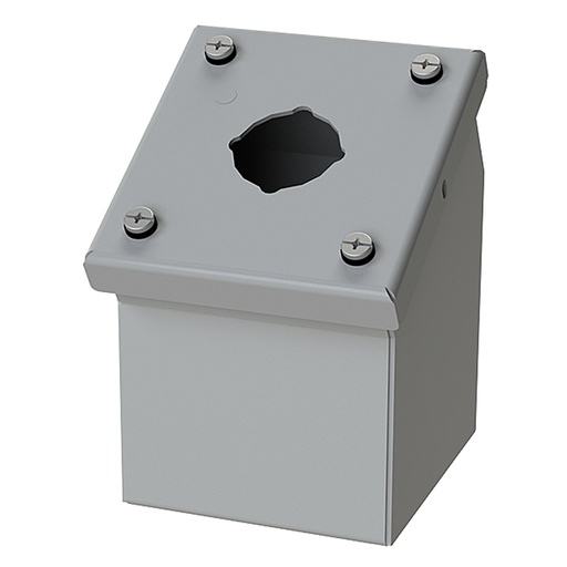 [SCE-1PBA] Push Button Enclosure, Sloping Front, 30.5mm Hole, 1 Hole, Steel, Gray