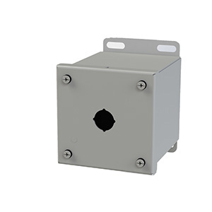 [SCE-1PBXI] Push Button Enclosure, Extra Deep, 22.5mm Hole, 1 Hole, Steel, Gray