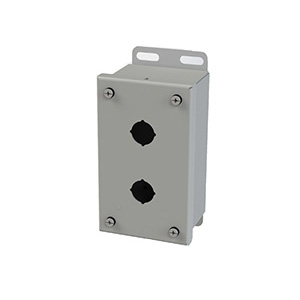 [SCE-2PBI] Push Button Enclosure, 22.5mm Hole, Two Hole, Steel, Gray